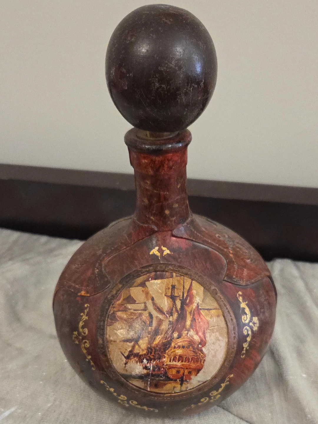 Decorative Ship Decanter with Wooden Stopper