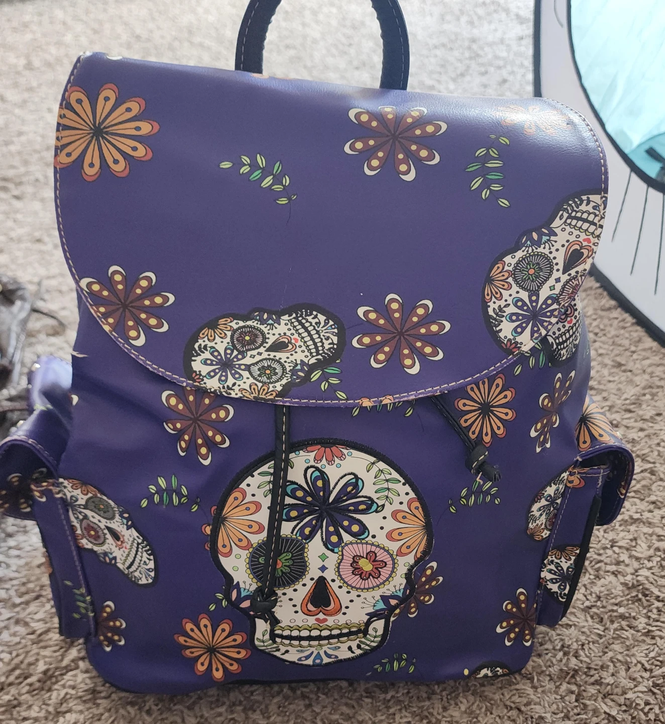 Purple Sugar Skull Mini Backpack and Wallet Set