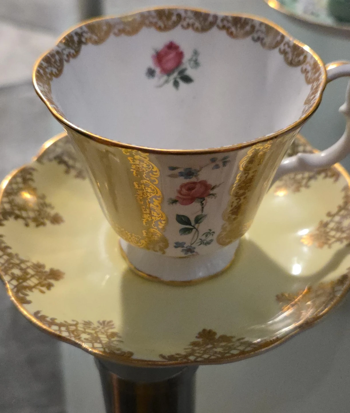 Yellow Floral Teacup and Saucer Set
