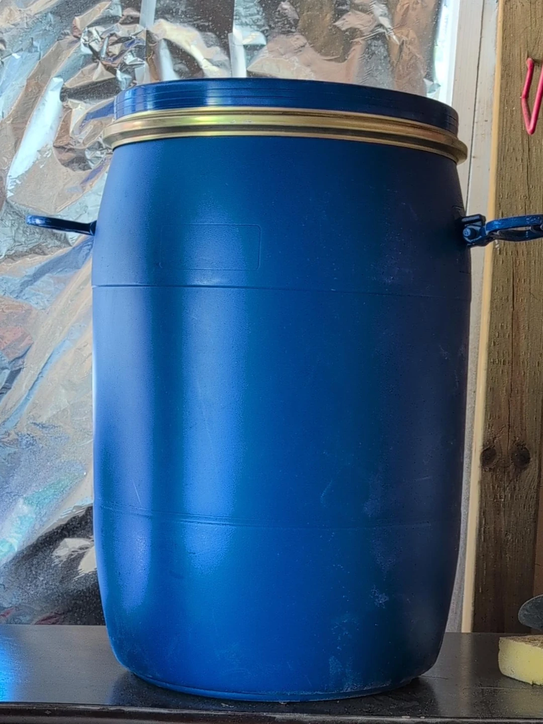 Blue Plastic Barrel with Clamp Lid two $50
