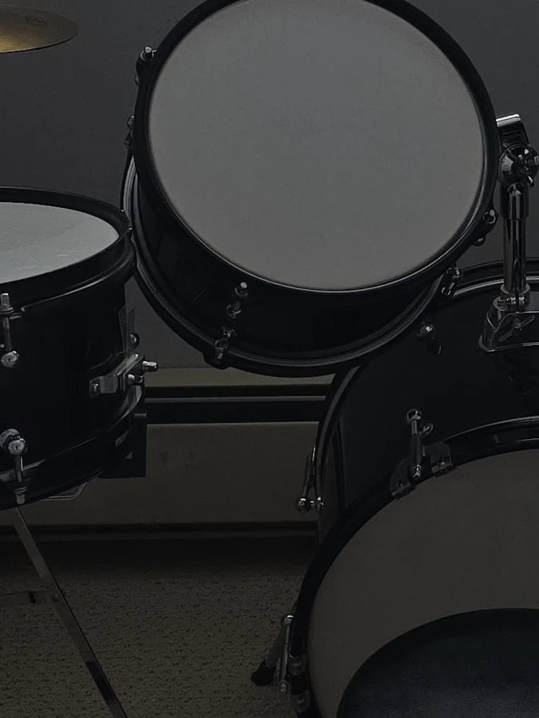 Black Drum Kit with Stool and Sticks