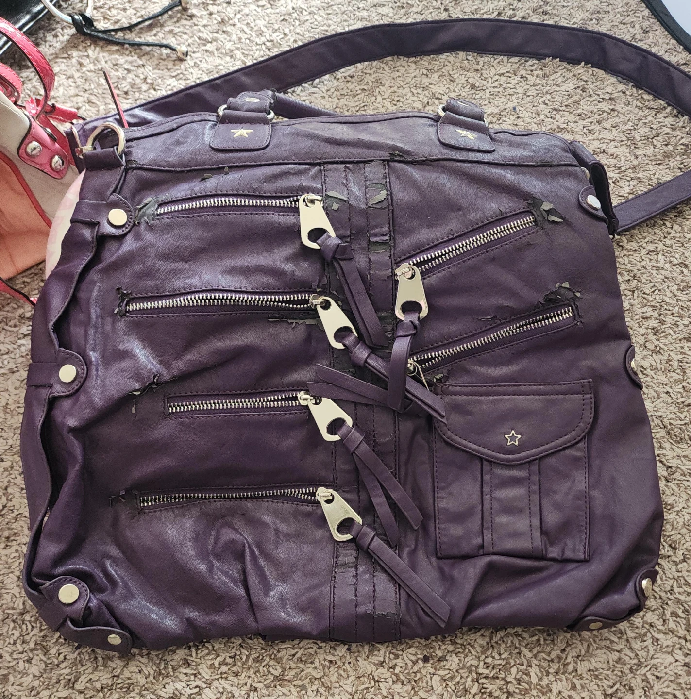 Big Buddha Purple Faux Leather Shoulder Bag