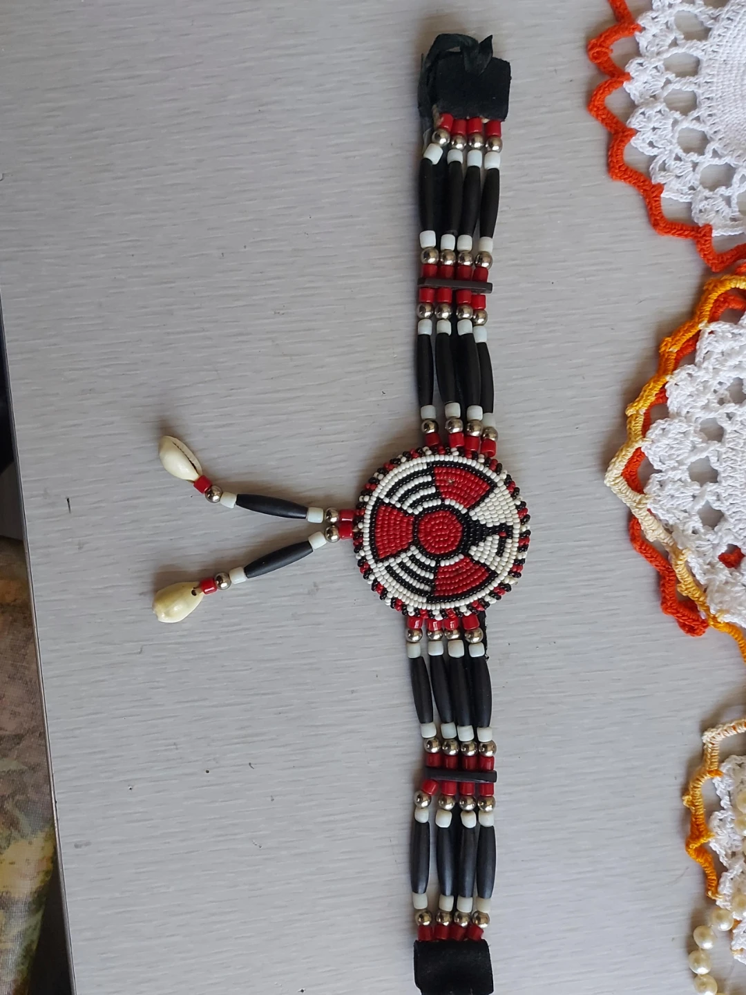 Beaded Choker Necklace with Shells