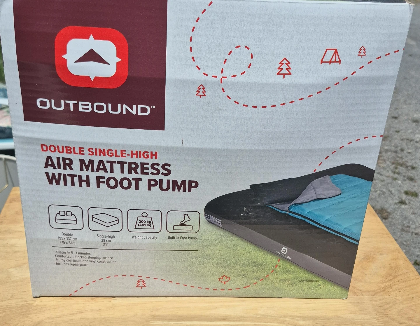Outbound Double Single-High Air Mattress with Foot Pump