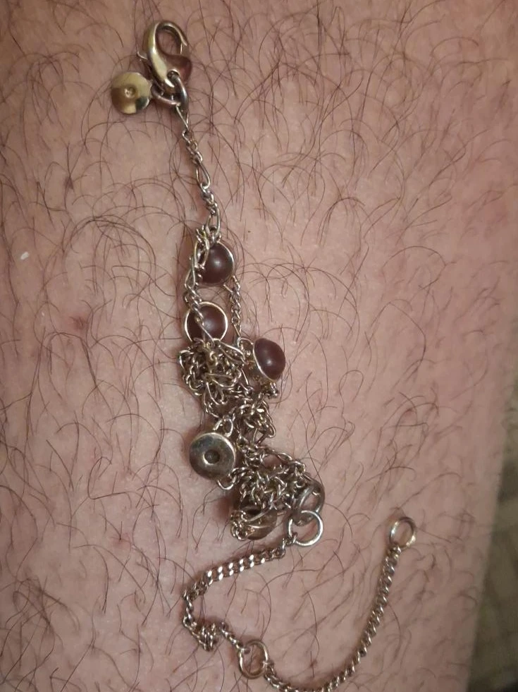 Silver-tone Charm Bracelet with Red Beads