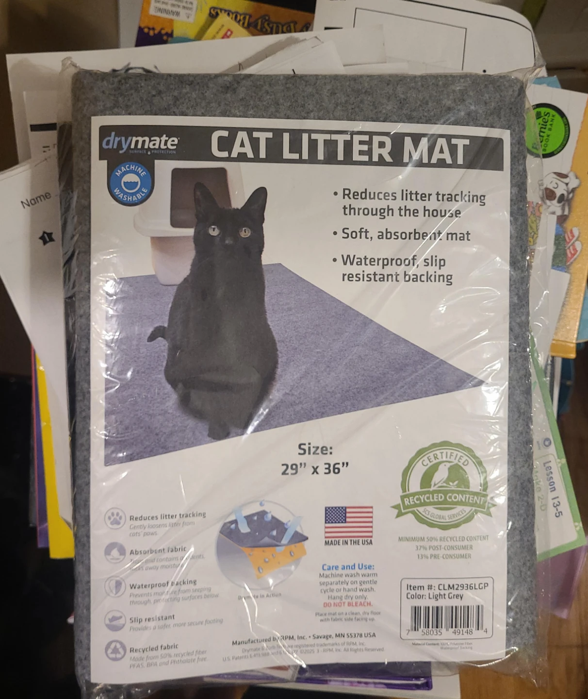 Drymate Cat Litter Mat 29" x 36" Light Grey