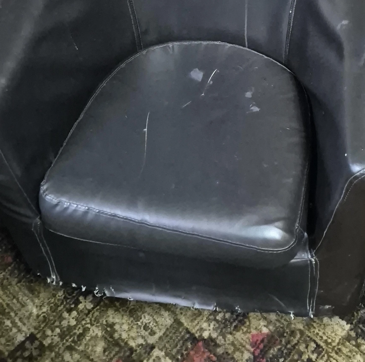 Black Faux Leather Armchair