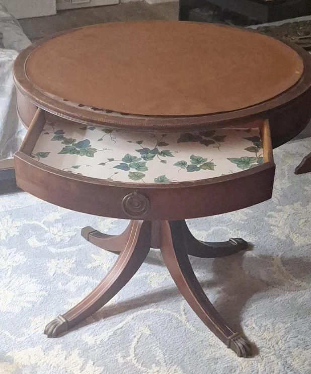 Round Side Table with Drawer