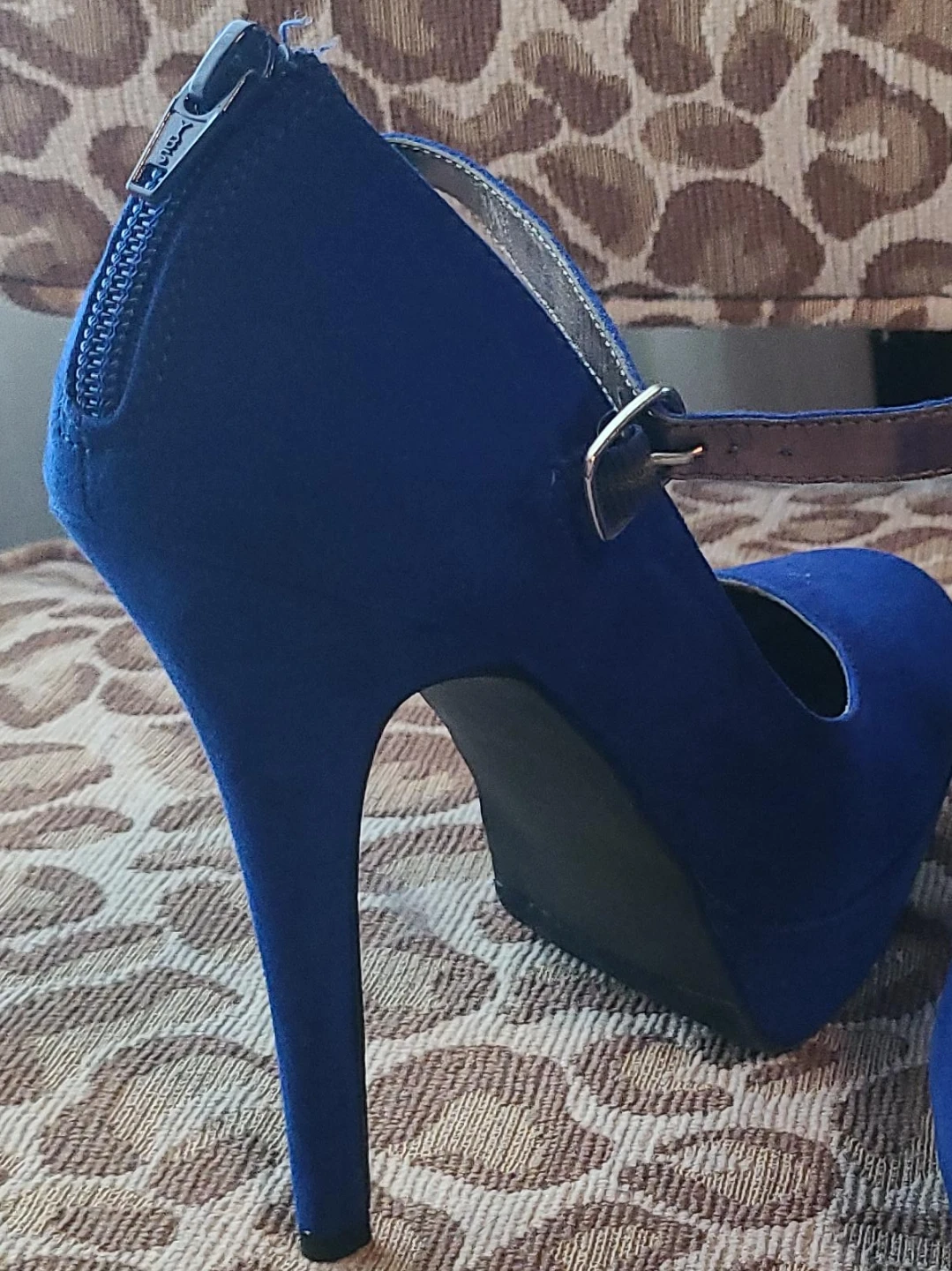 Royal Blue Suede Platform Heels