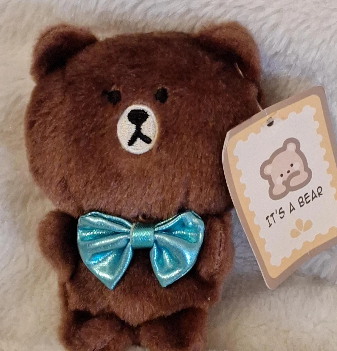 Brown Plush Bear with Blue Bow Tie