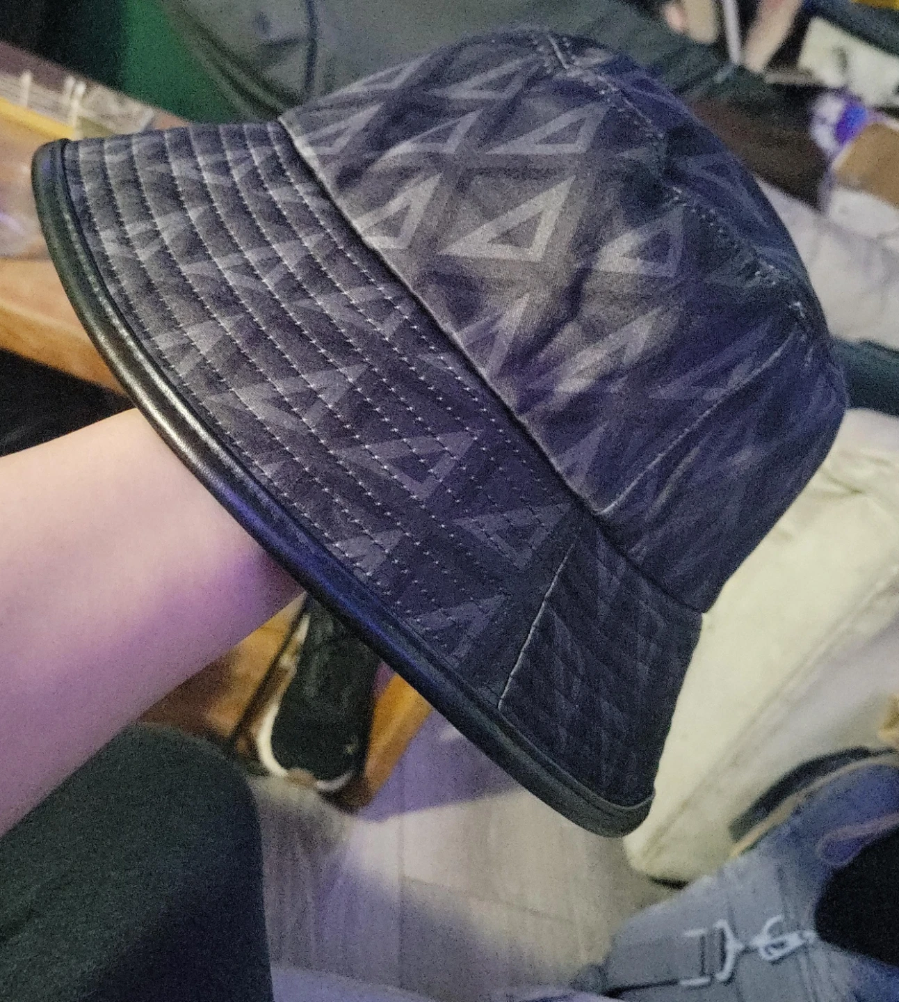 Dark Geometric Pattern Bucket Hat