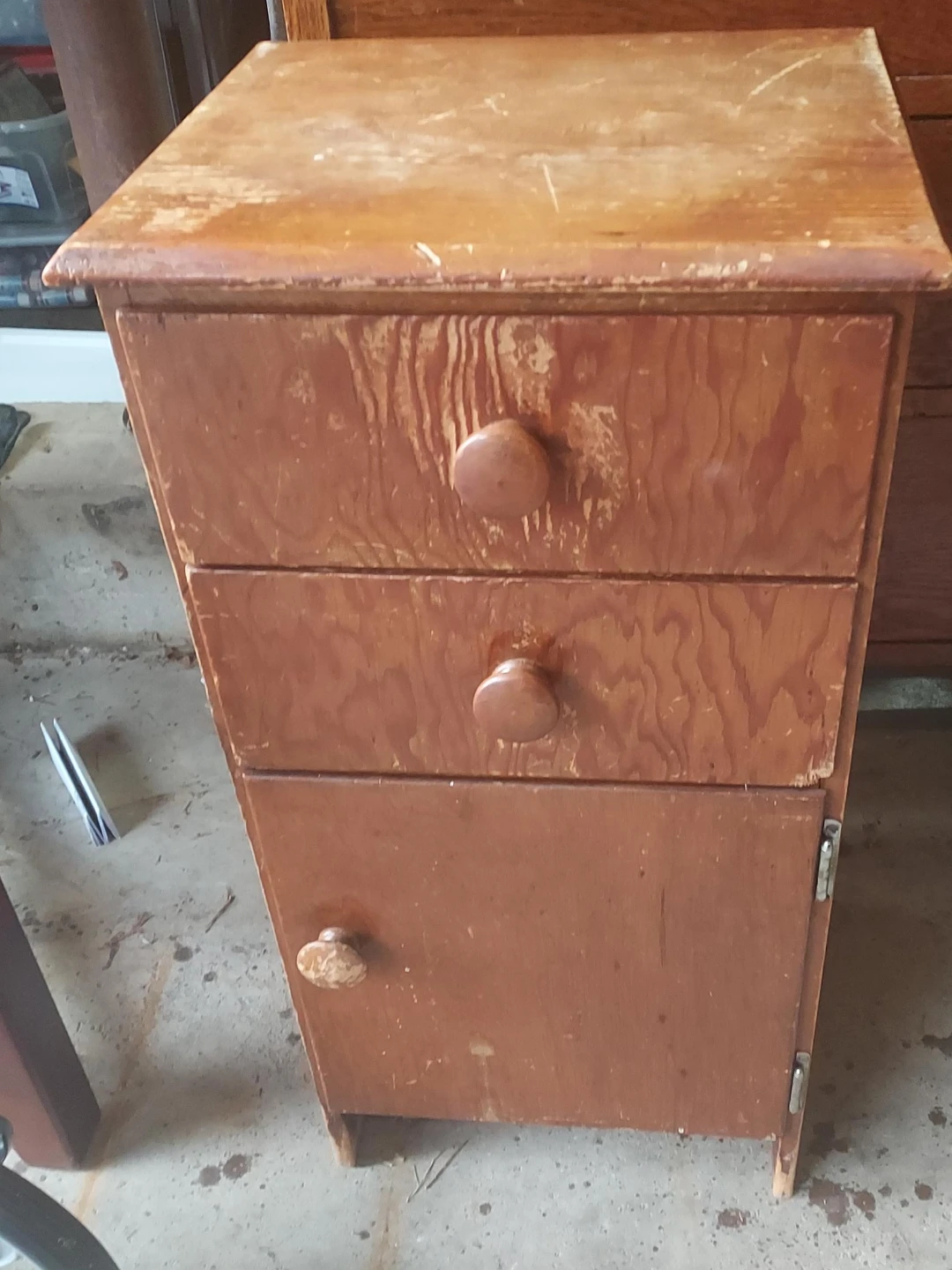 Vintage Wooden Nightstand with 2 Drawers and Cabinet