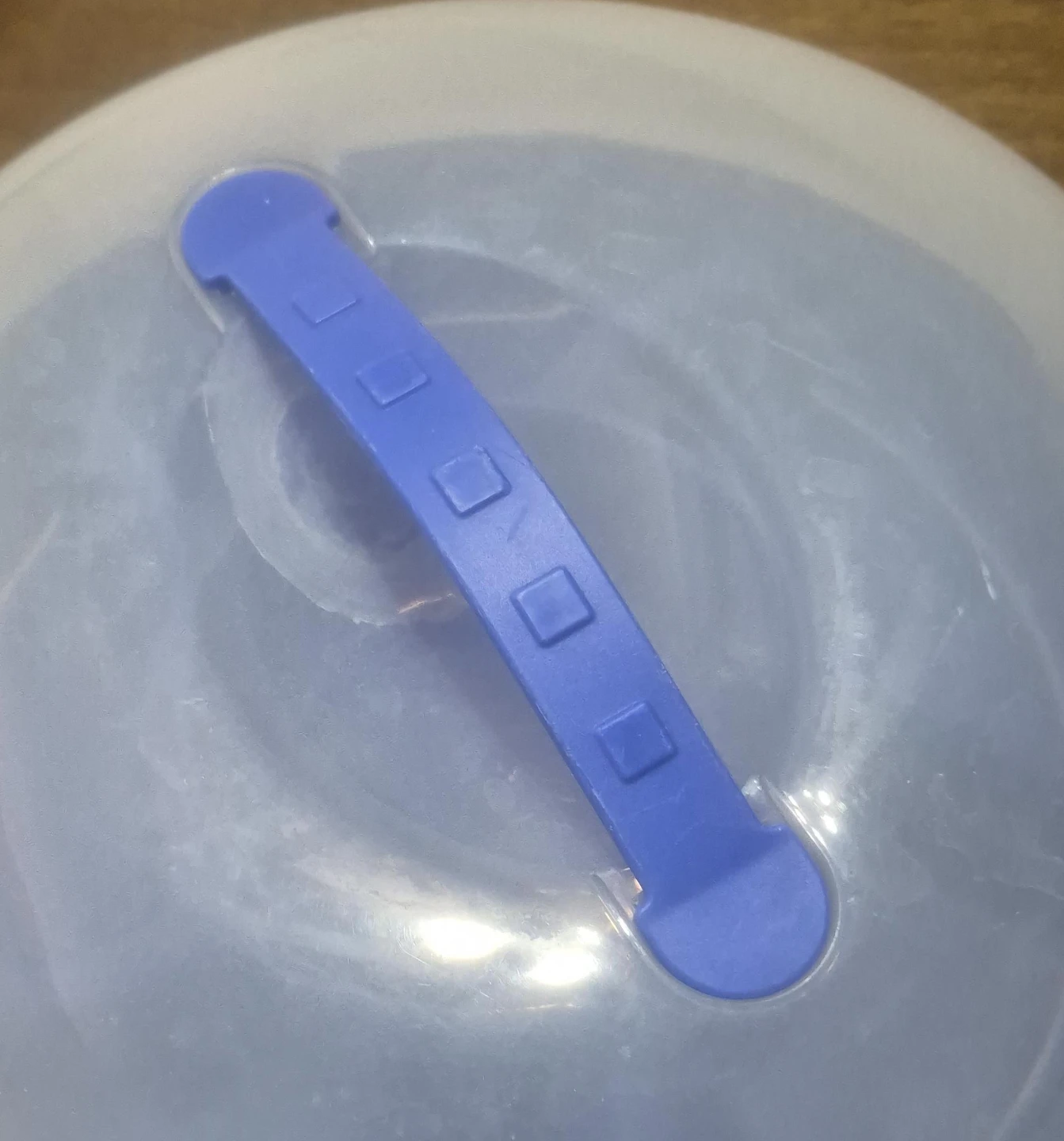 Clear Plastic Container with Blue Lid