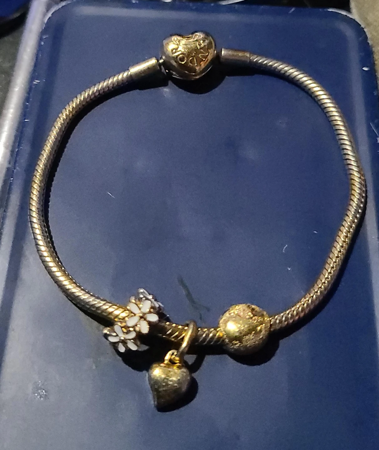 Pandora Sterling Silver & Gold Tone Charm Bracelet