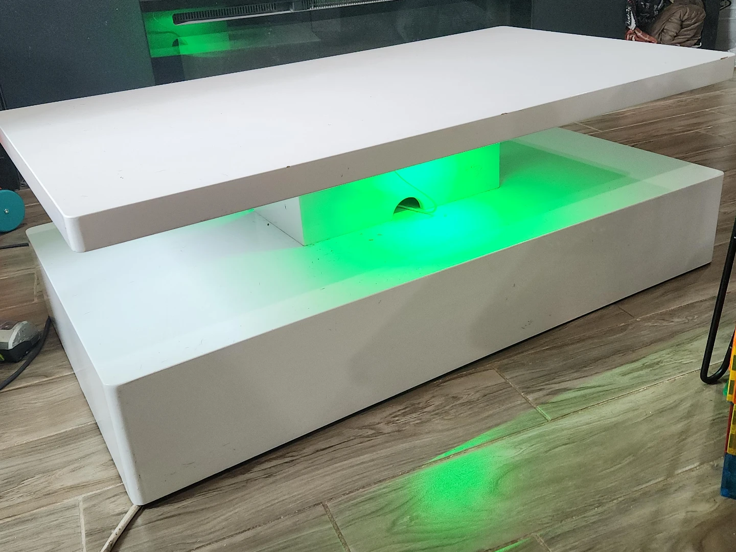 Modern White Coffee Table with  LED Lights