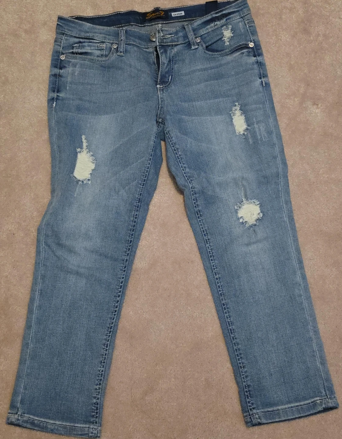 Seven7 Distressed Blue Denim Jeans Size 25