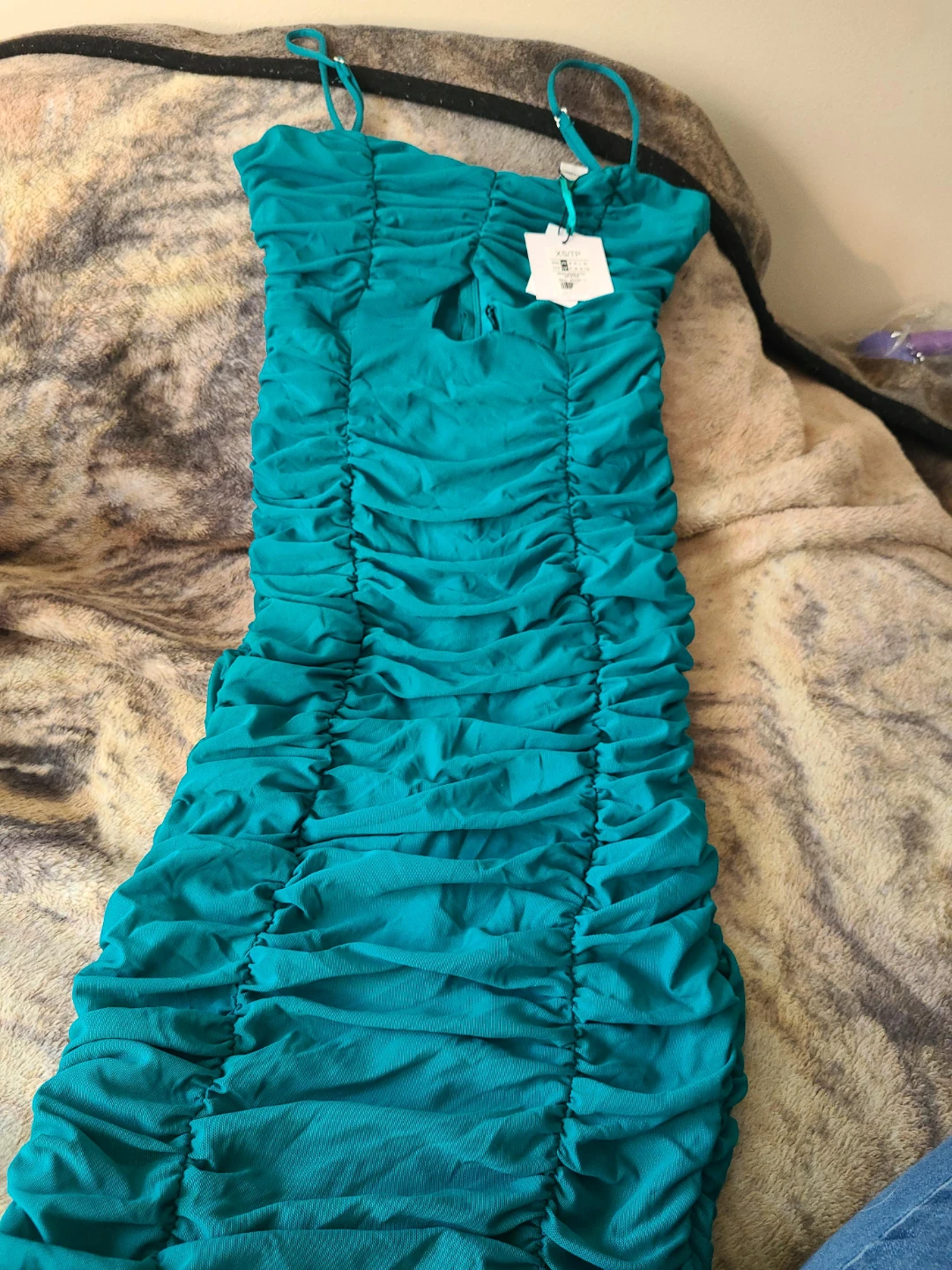 Sheer Ruched Mini Dress