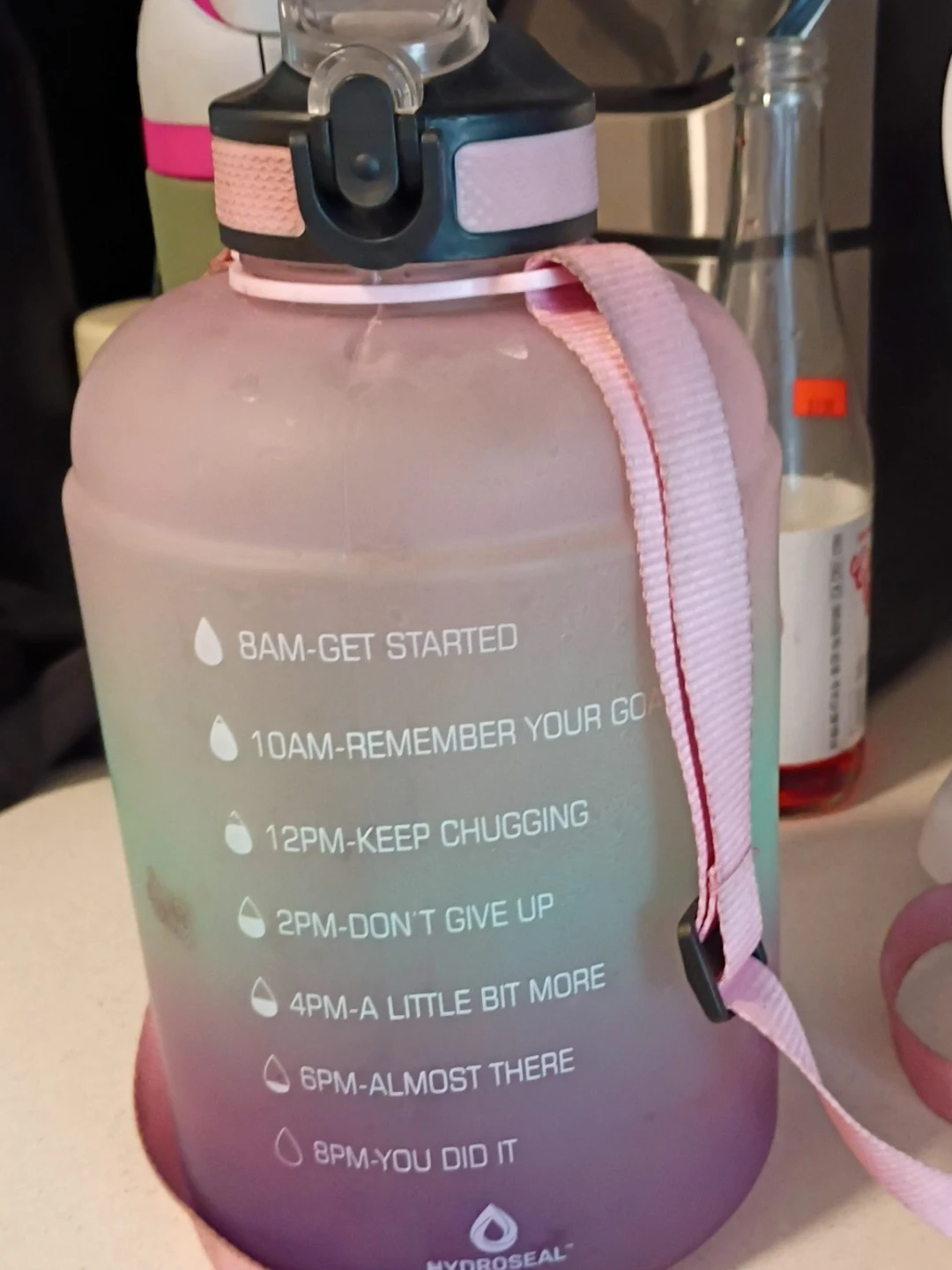 HydroSeal Water Bottle with Motivational Time Markers