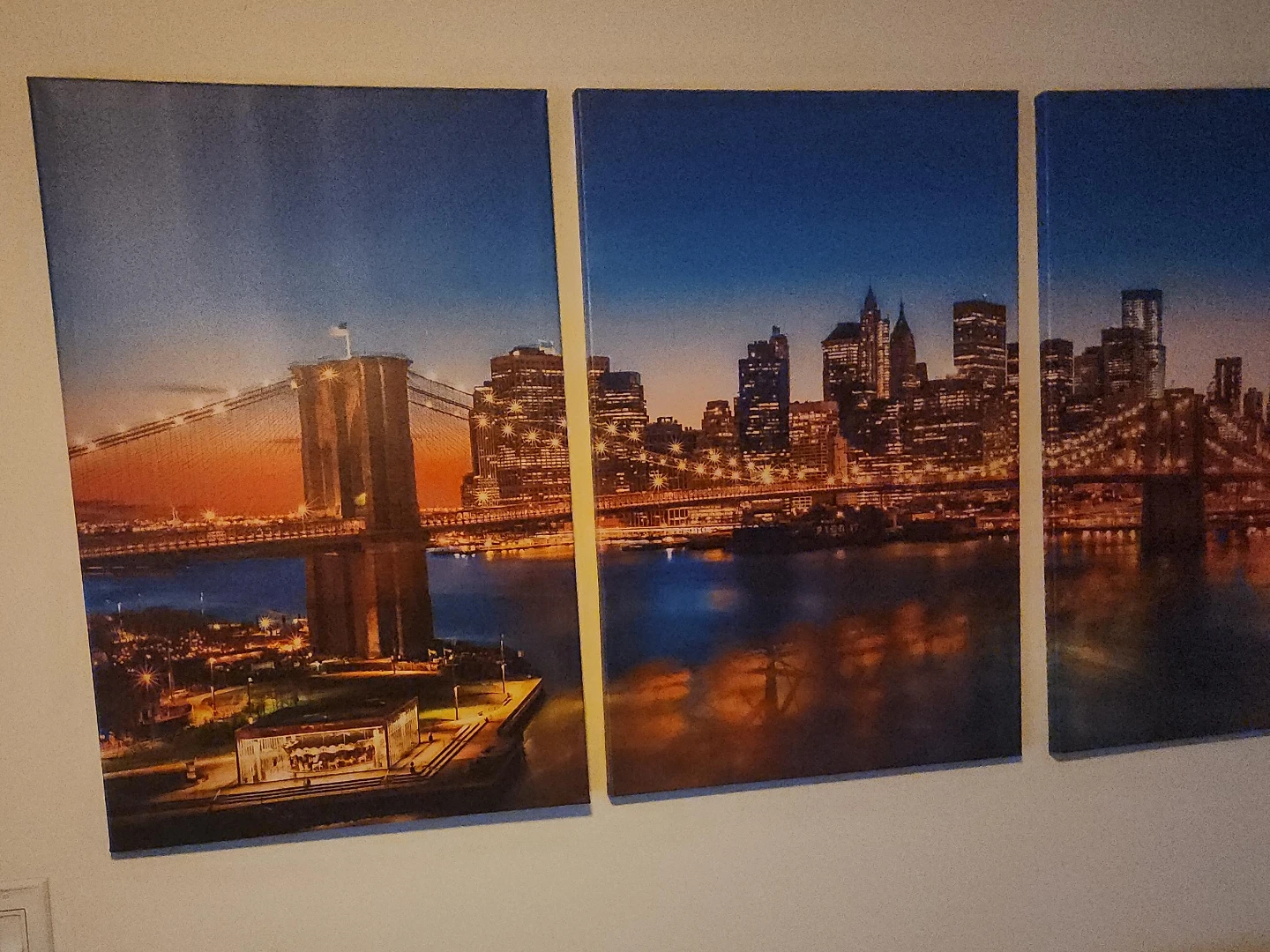 Canvas Wall Art - New York City Skyline Brooklyn Bridge