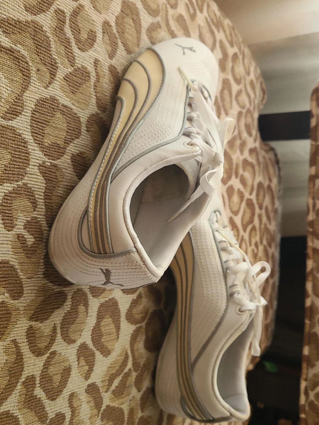 Puma White and Gold Sneakers