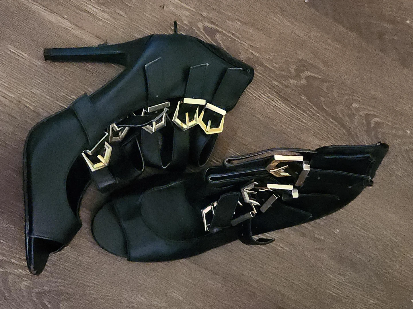 Black Strappy High Heel Sandals