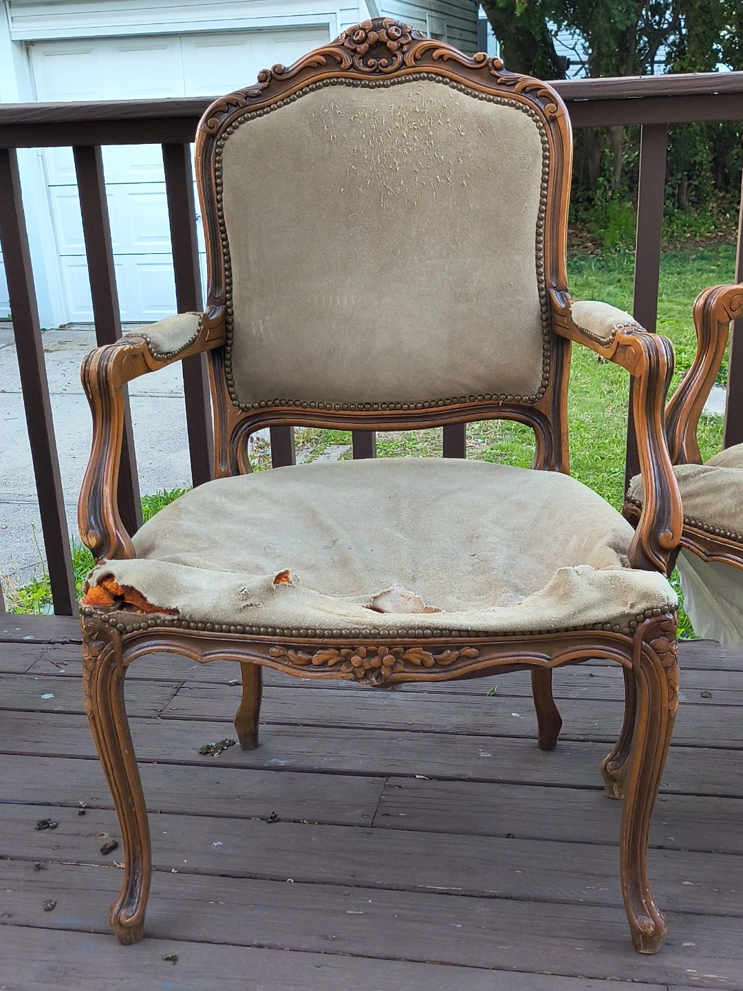 Ornate French Provincial Armchair - Wood Frame