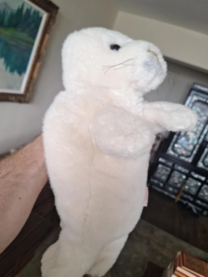 White Plush Puppet Seal Stuffed Animal