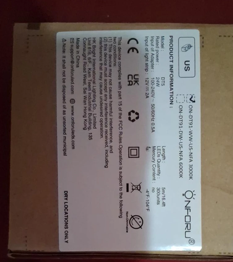 ONFORU LED Light Strip 5m 3000K