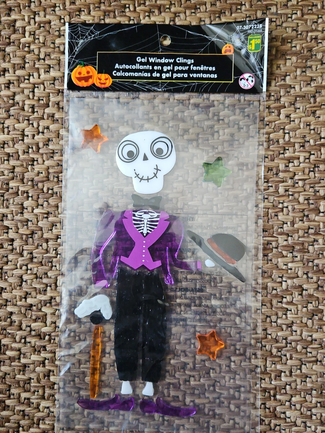 Gel Window Clings Halloween Skeleton