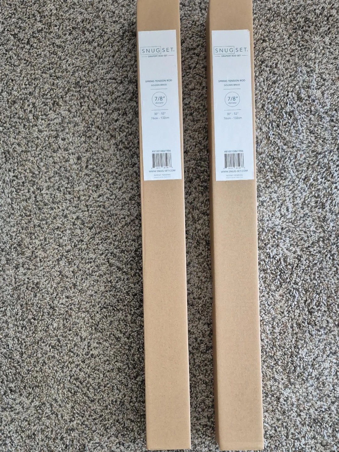 2 Snug Set Spring Tension Drapery Rods Golden Brass 30"-52"