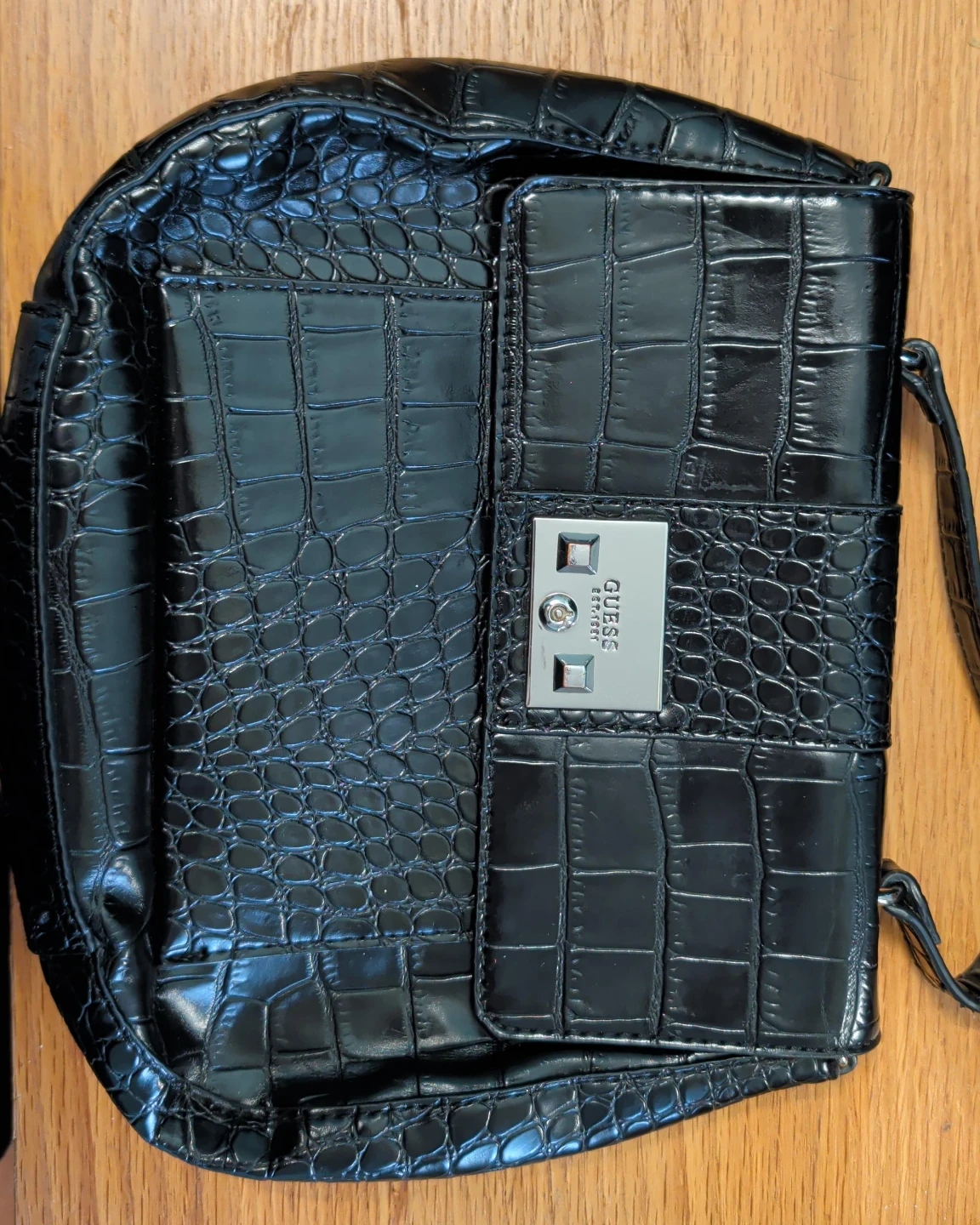 GUESS Black Faux Croc hand bag