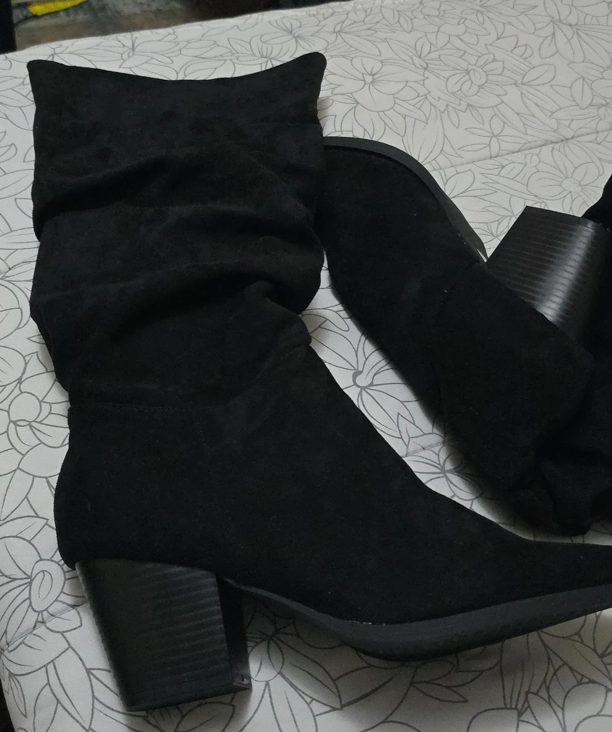 Black Suede Slouch Boots