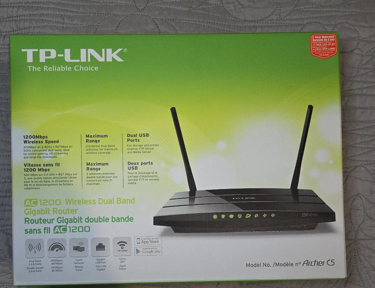 TP-Link AC1200 Wireless Dual Band Gigabit Router - Archer C5