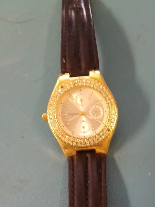 ZARROUS Quartz Gold Tone Watch with Crystal Bezel