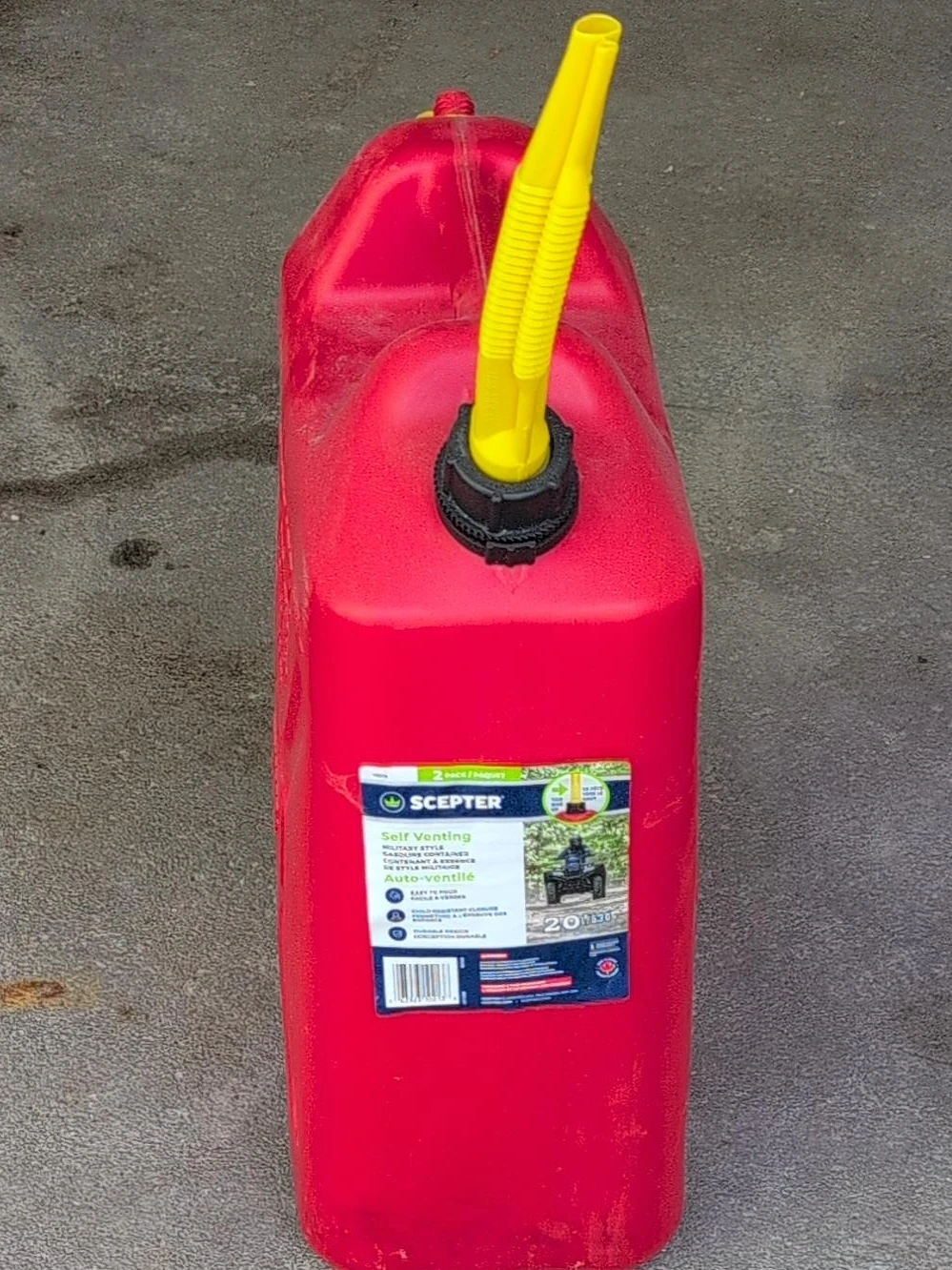 Scepter Red 20L Self Venting Gasoline Container $20 each