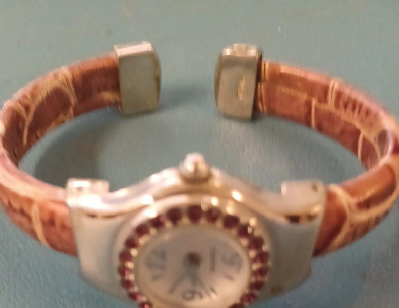 Women's Cuff Watch with Rhinestone Bezel