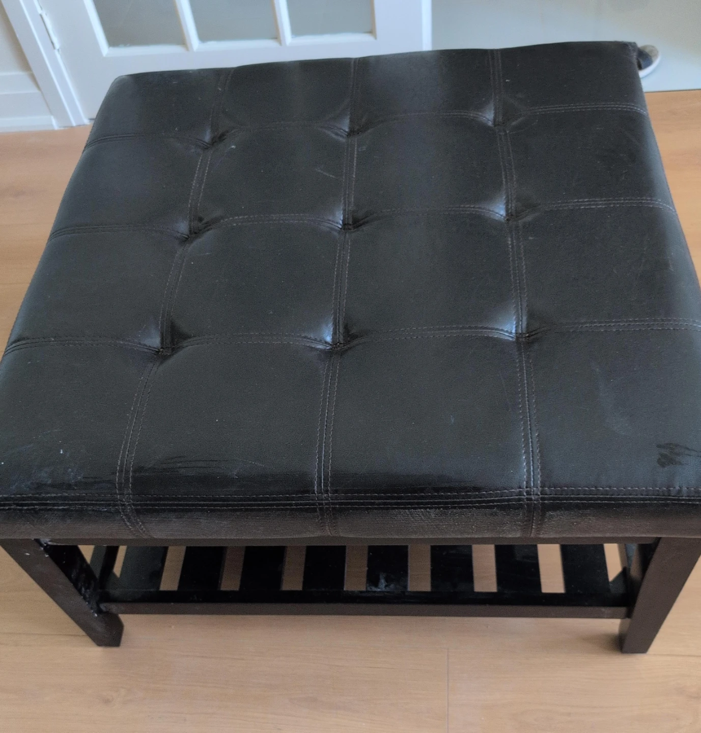 Black Tufted Storage Ottoman pick up as