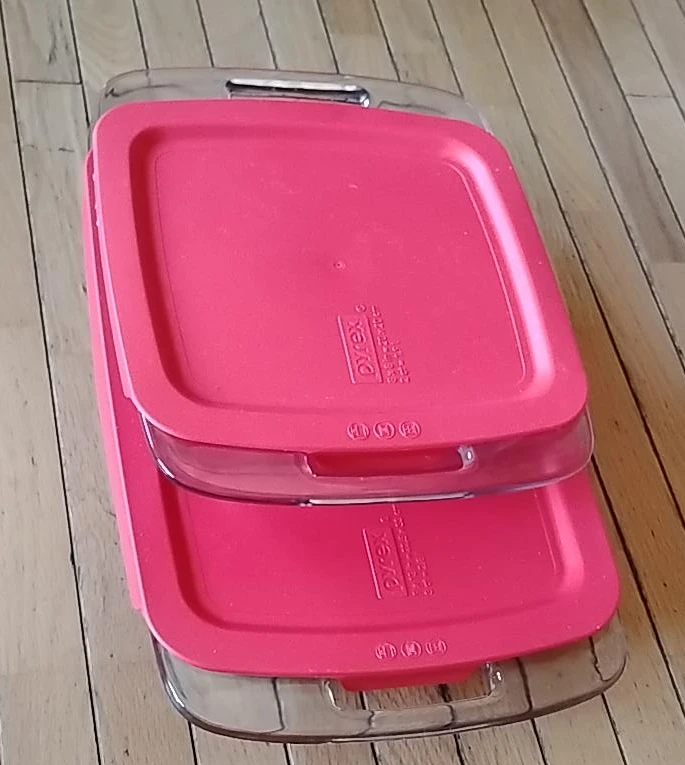 Pyrex Glass Baking Dishes with Red Lids