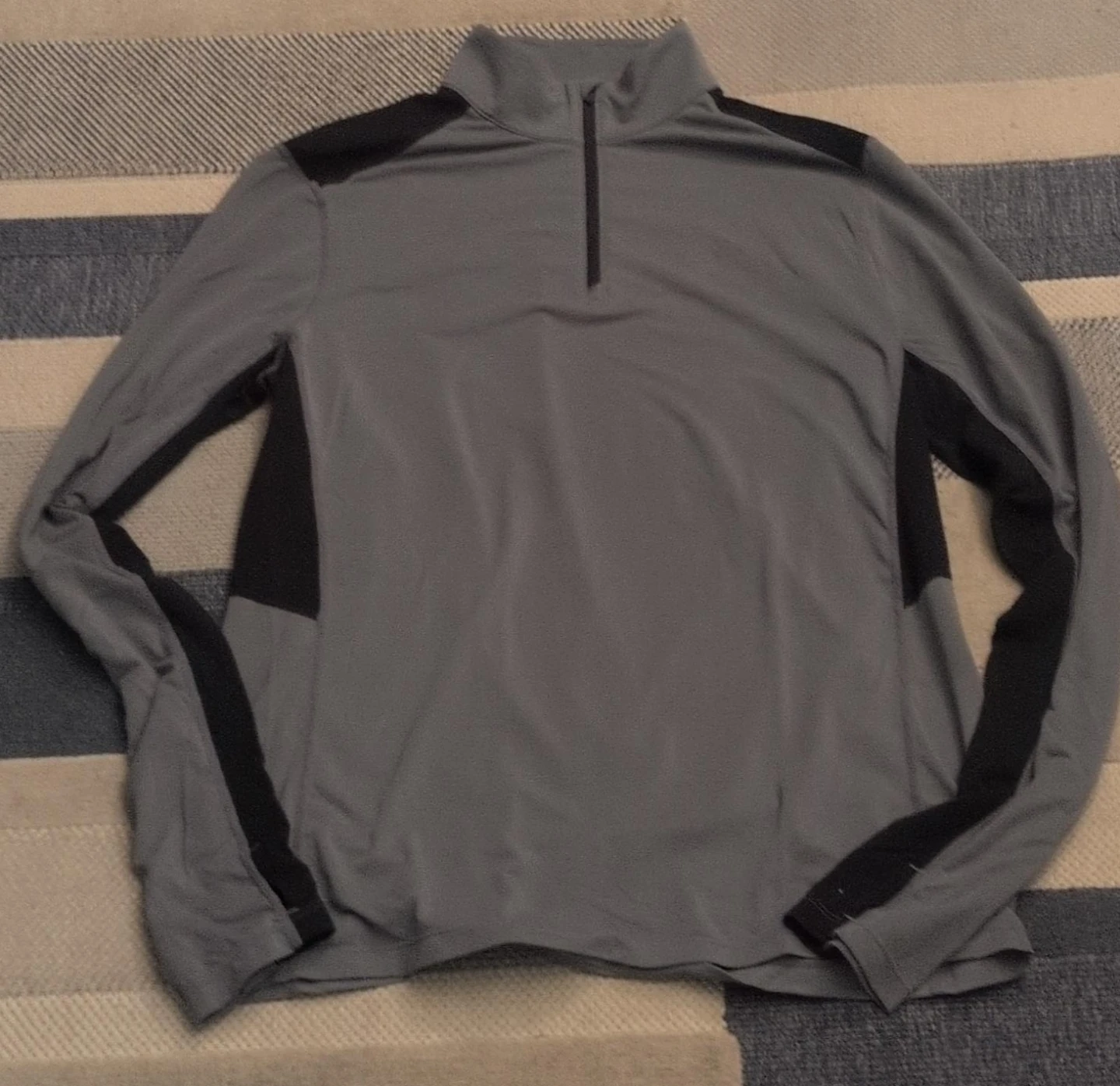 Grey & Black Long Sleeve Quarter Zip Shirt