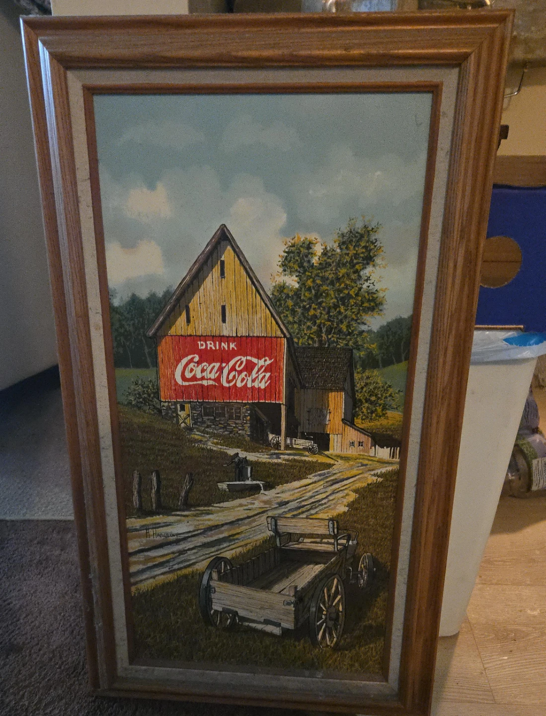Coca-Cola Barn Landscape Framed Painting