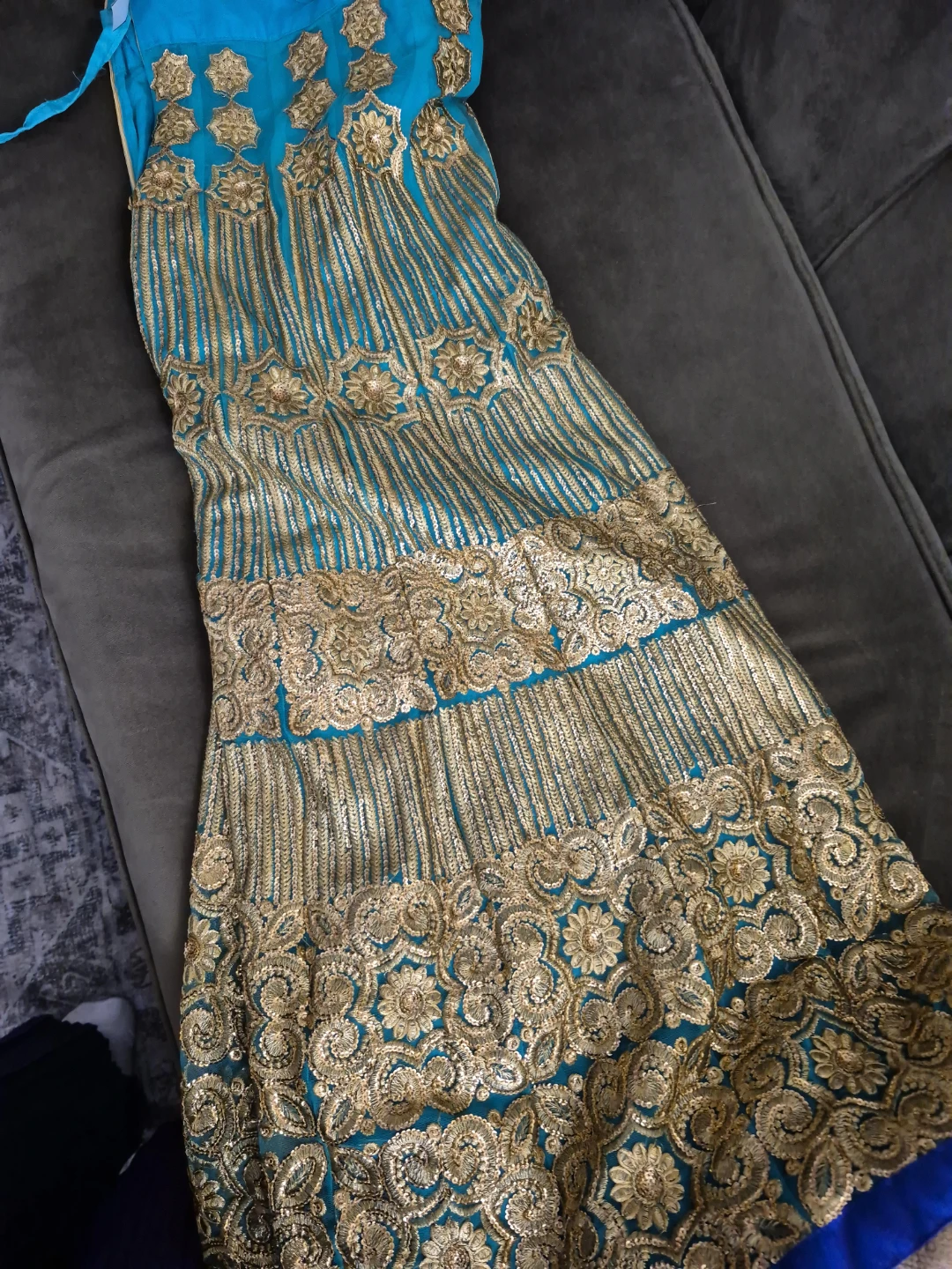Sea blue lehenga skirt