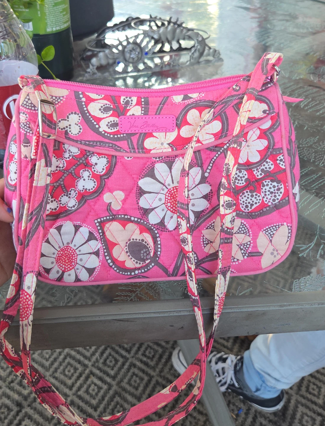 Vera Bradley Quilted Shoulder Bag - Pink Floral Pattern