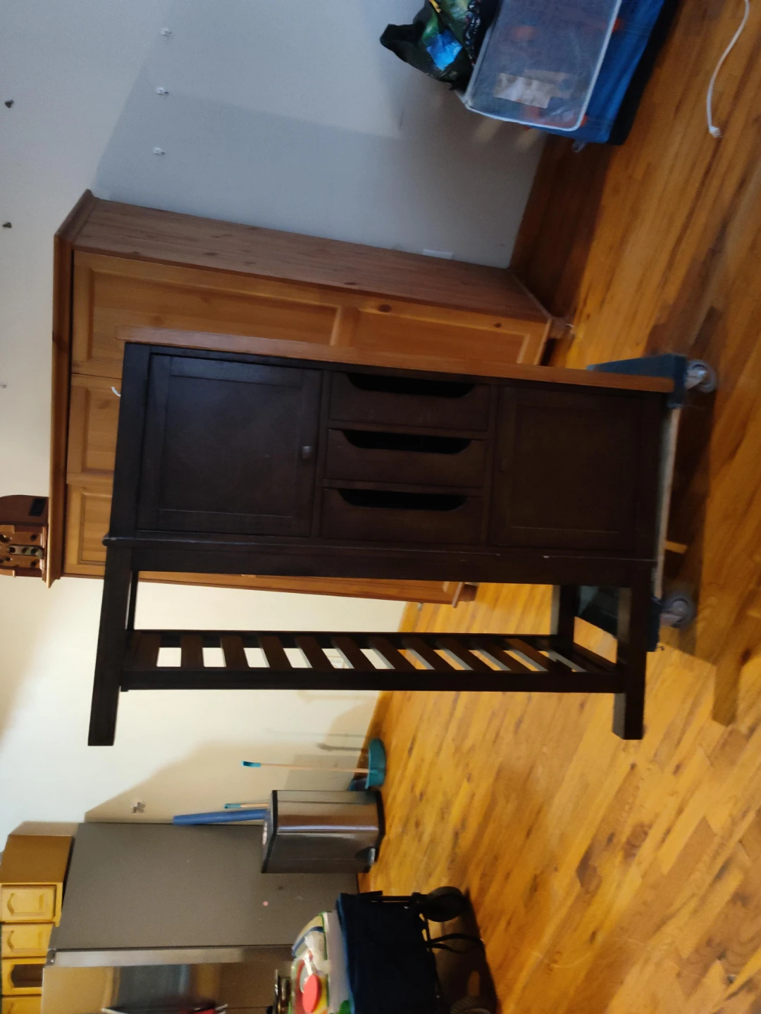 Dark solid Wood Changing Table with Drawers