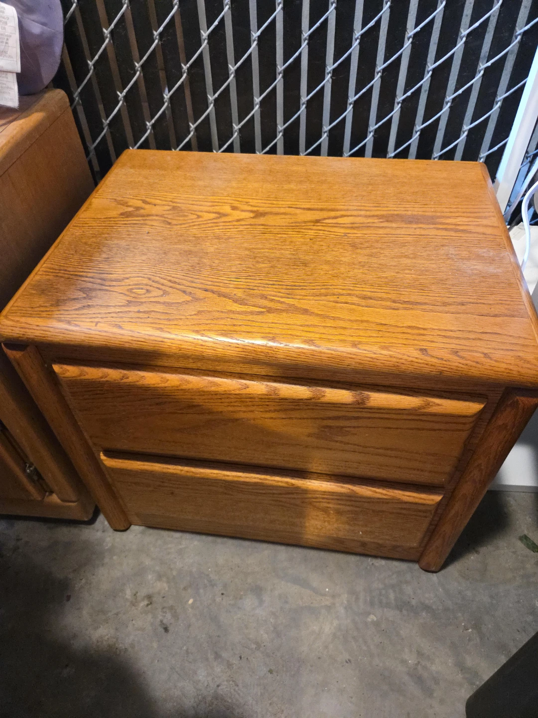 Wooden Nightstand with Two Drawers
