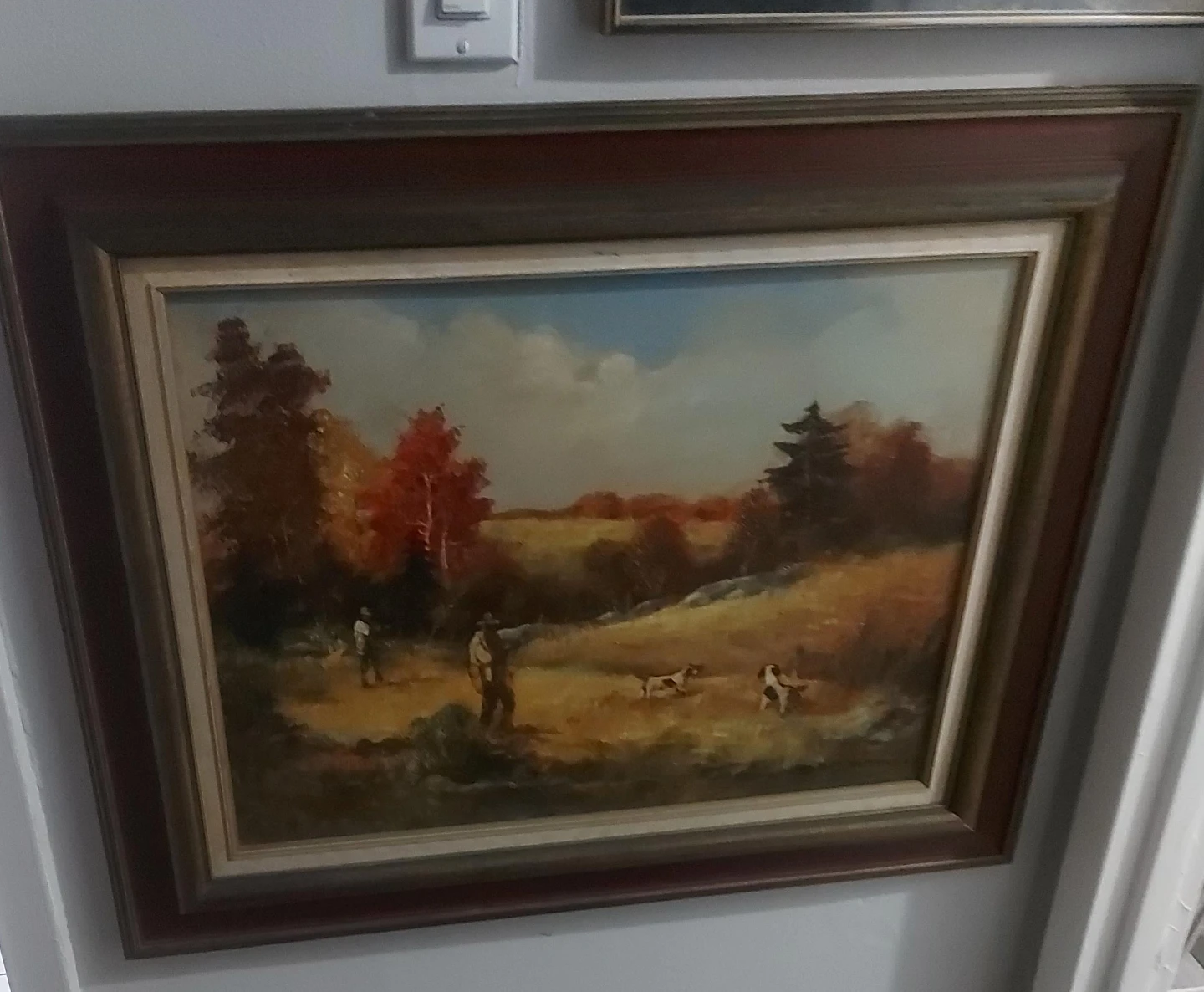 Framed Oil Painting of Hunting Scene