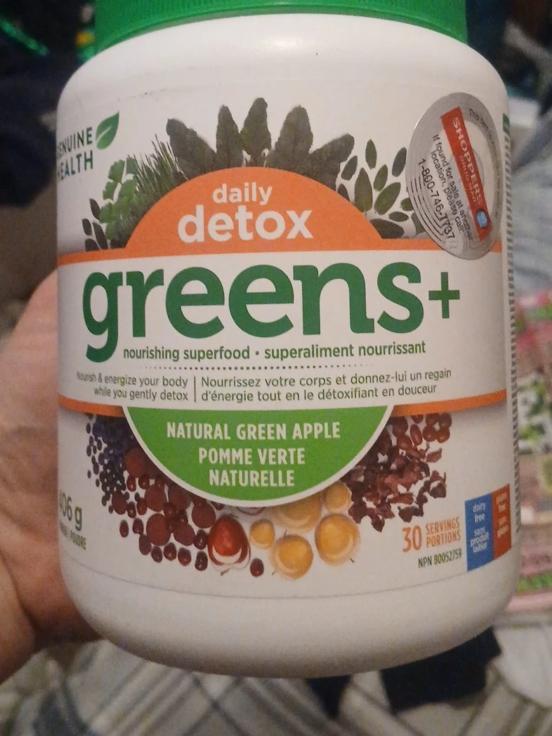 Genuine Health daily detox greens+ Natural Green Apple