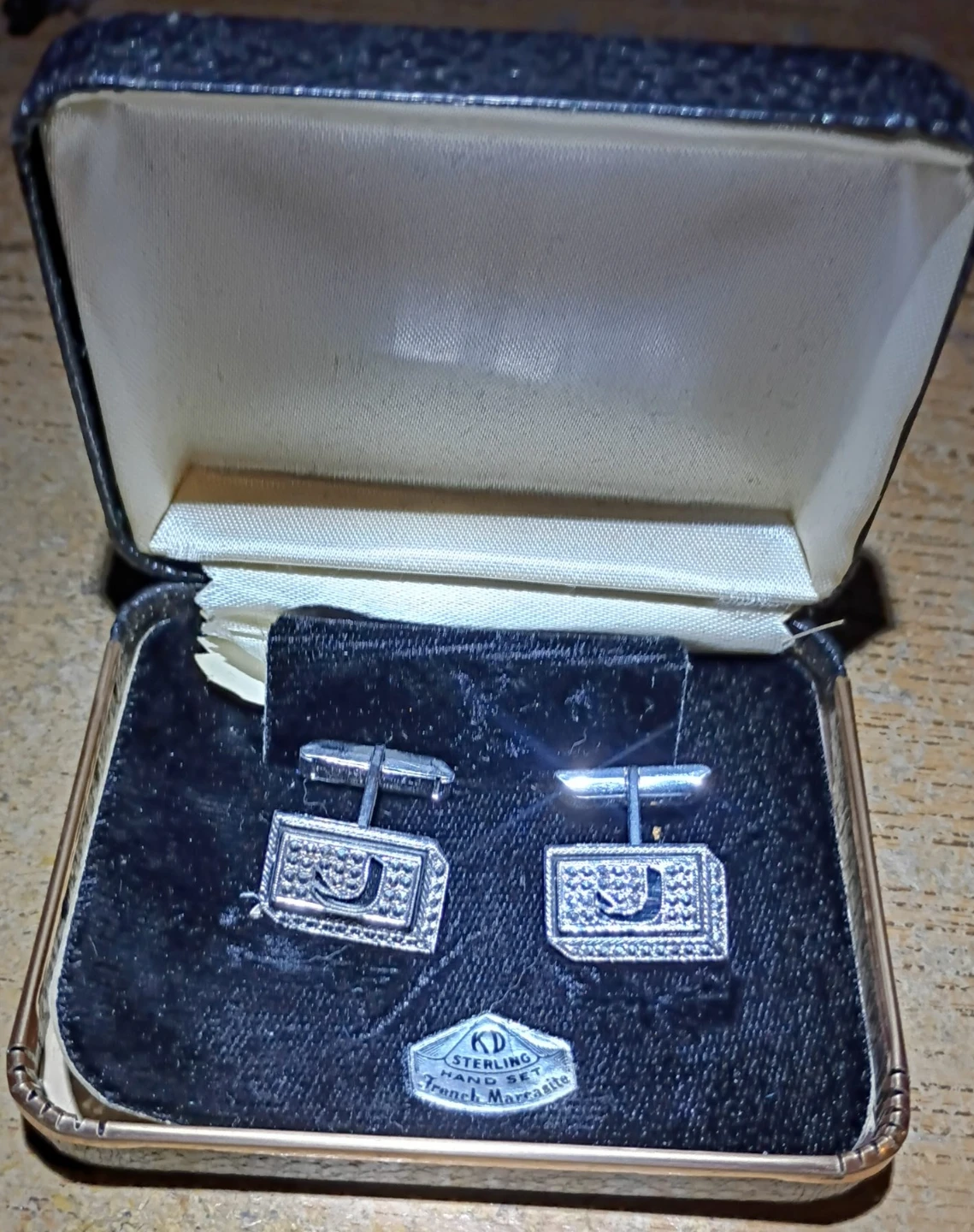 Sterling Silver Cufflinks French Marcasite Hand Set