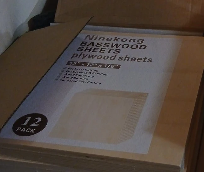 Ninekong Basswood Plywood Sheets 12" x 12" x 1/8" (12 Pack)