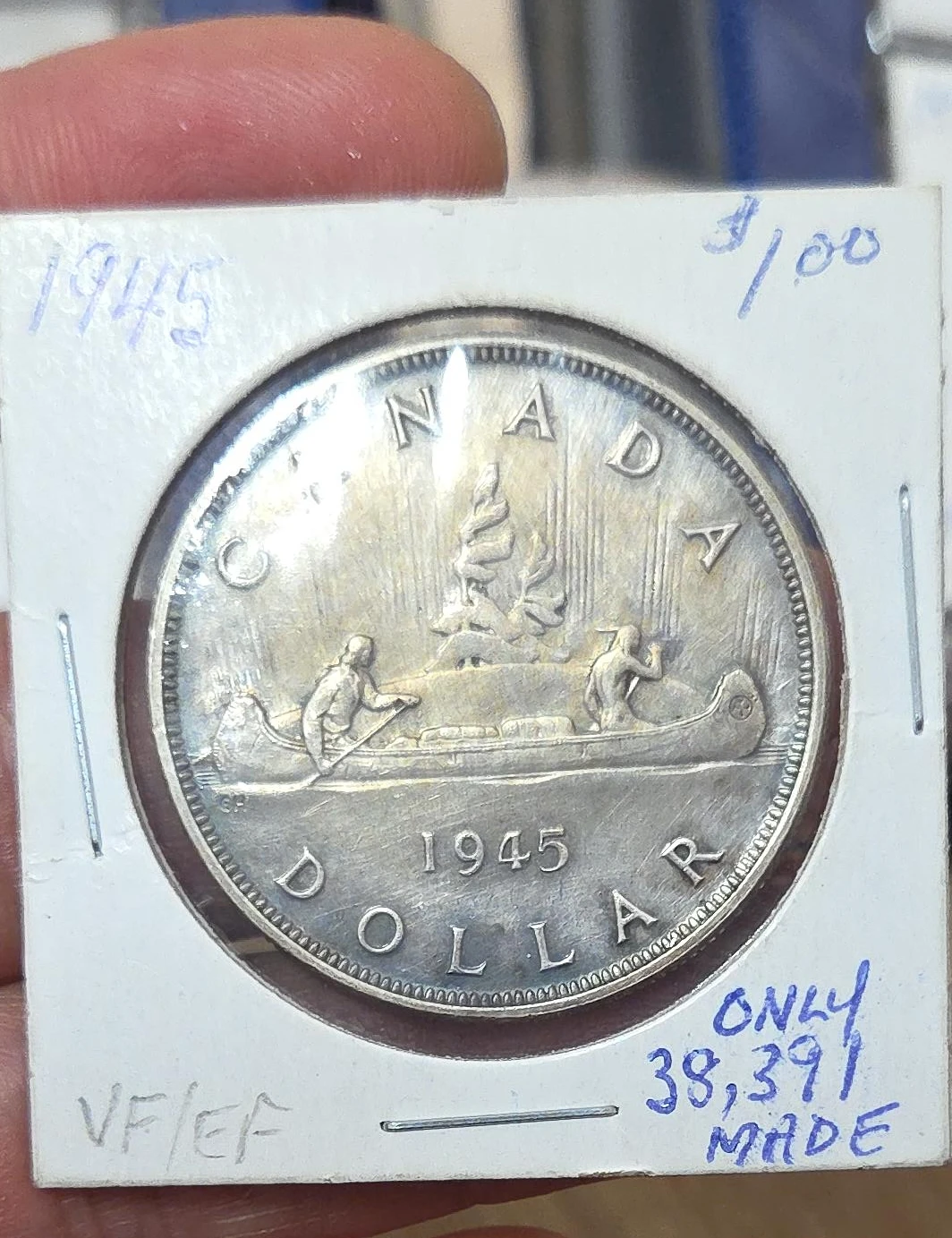 1945 Canadian Silver Dollar Coin