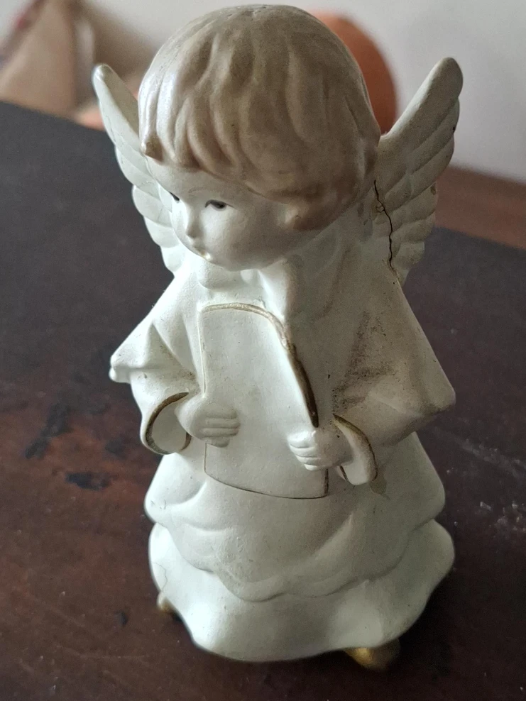 Vintage Angel Figurine with Cracked Wings